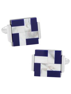 Mother of Pearl  & Lapis Windmill Square Cuff Links