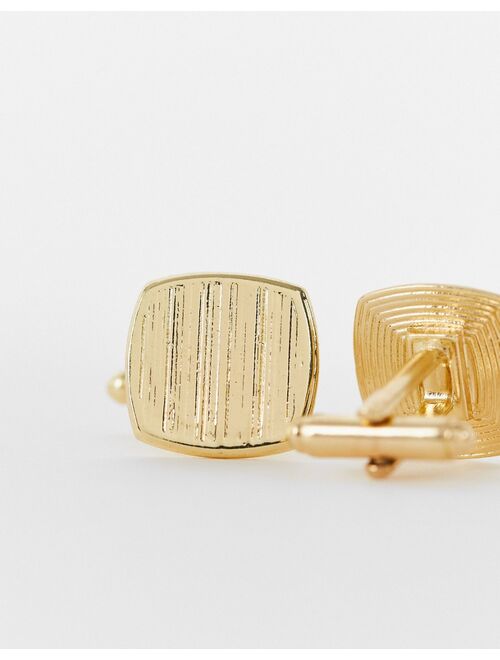 Asos Design bevelled cufflinks in gold tone