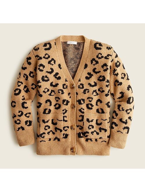 J.Crew Girls' boxy cardigan sweater in leopard print