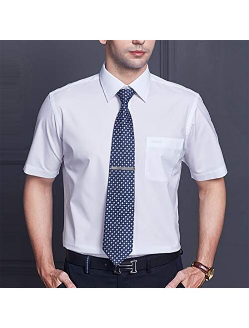 Lystaii 4pcs Tie Bar Clip, Tie Tack Pins Tie Clips for Men Silver Necktie Bar Pinch Clip Set 2.3 Inch Metal Clasps Business Professional Fashion Designs