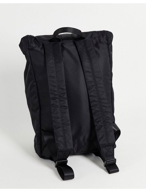 Asos Design backpack with front carabiner clip detail in black nylon