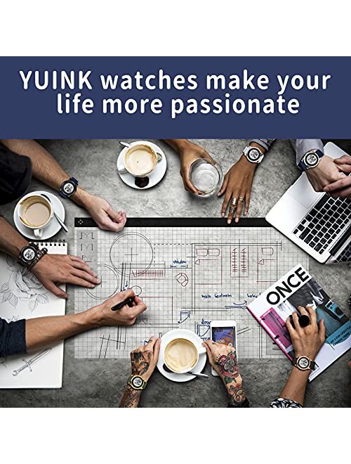 YUINK Mens Digital Watch Ultra-Thin Sports Waterproof Simple Watch Stainless Steel Wrist Watch for Men Women