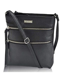 Leather Crossbody Purse for Women- Small Crossover Long Over the Shoulder Sling Womens Purses and Handbags