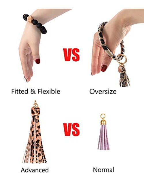 BVGA Wristlet Keychain Bracelet Wallet, Silicone Bead keyring Bangle for Women