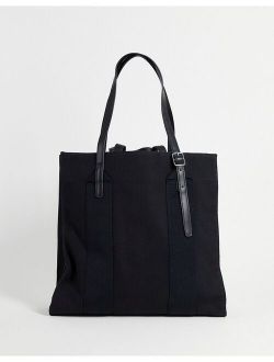 heavyweight canvas tote bag with internal compartments and double strap
