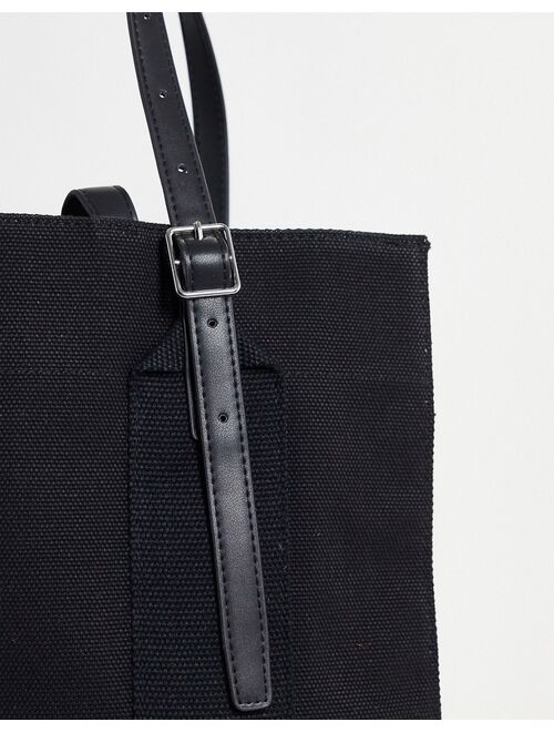Asos Design heavyweight canvas tote bag with internal compartments and double strap