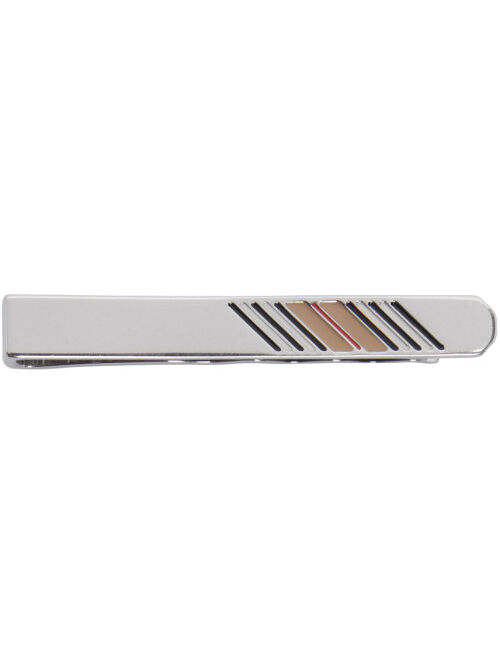 Burberry Silver Icon Stripe Tie Bar