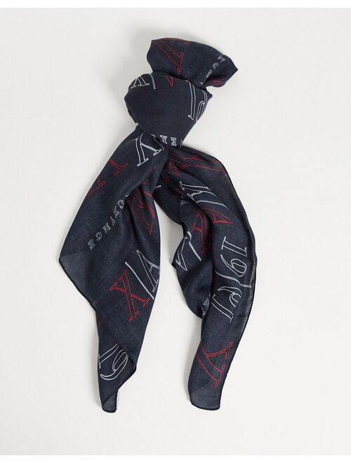 Armani Exchange printed scarf in navy