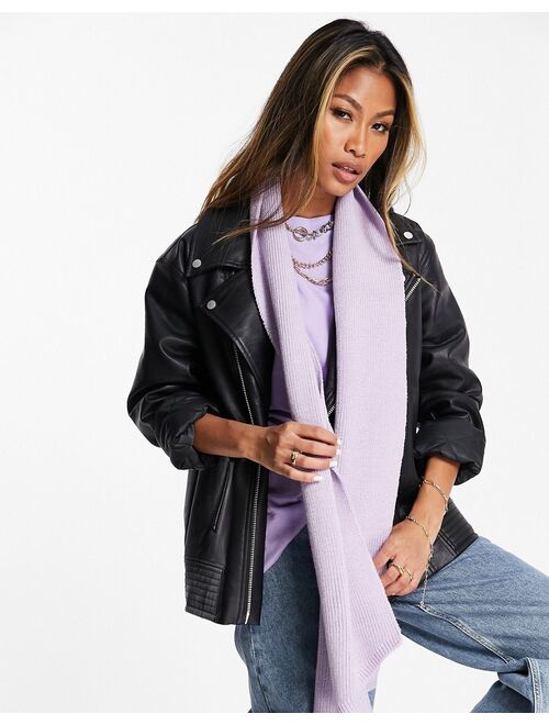 Topshop skinny ribbed scarf in lilac