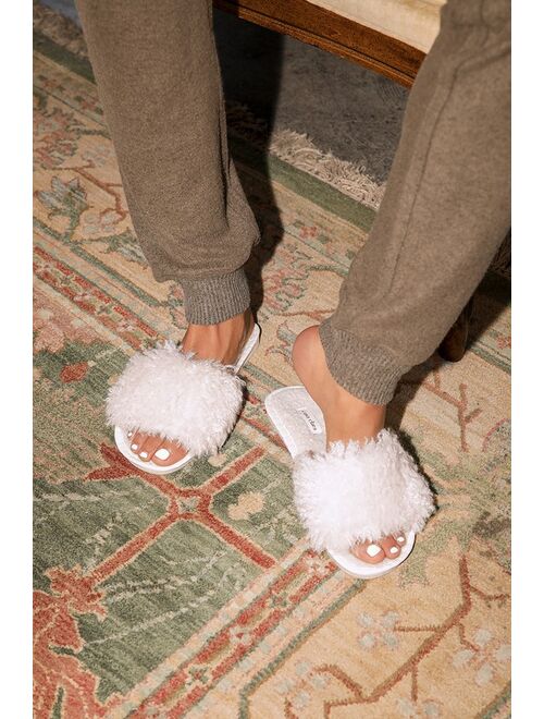 Casa Clara Lola Ivory Faux Fur Slide Slippers