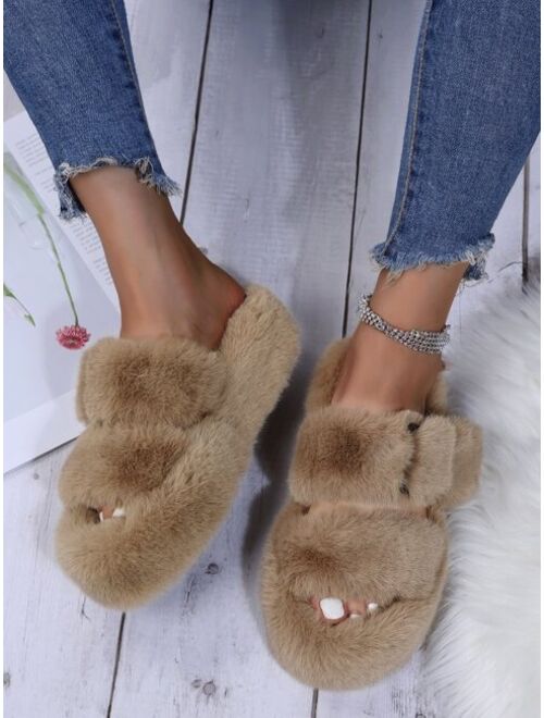 Shein Minimalist Fluffy Home Slippers