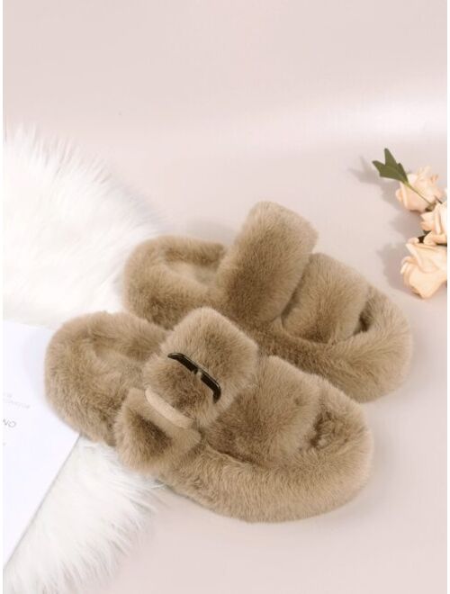 Shein Minimalist Fluffy Home Slippers