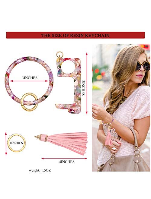 Key Ring Bracelet Wrist Keychain Bracelet Acetate Resin Keychain Wristlet Car Keychain For Women