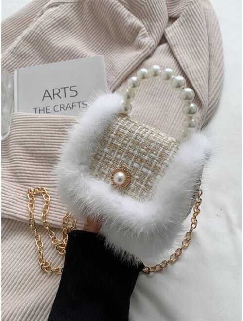 Shein Mini Faux Pearl Decor Flap Satchel Bag
