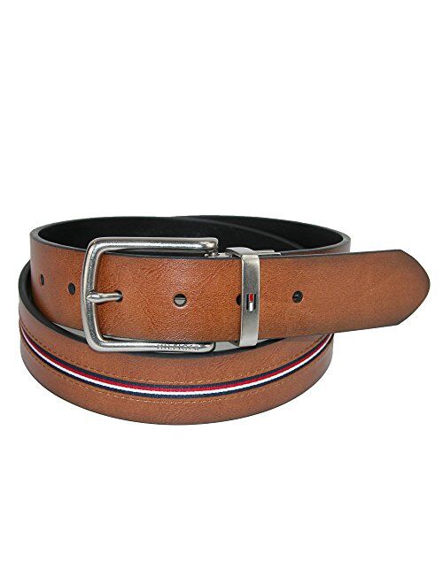 Tommy Hilfiger Men's Reversible Jean Belt with Ribbon Inlay