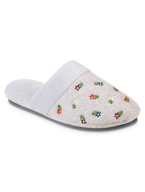 ISOTONER Women's Embroidered Jersey ECO Comfort Slipper with Memory Foam