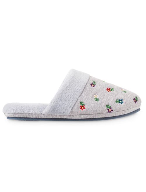 ISOTONER Women's Embroidered Jersey ECO Comfort Slipper with Memory Foam