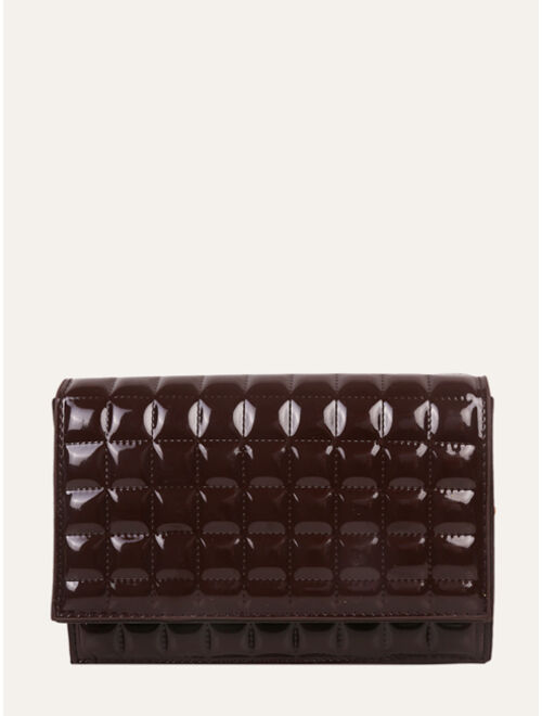 Shein Patent Quilted Flap Chain Bag