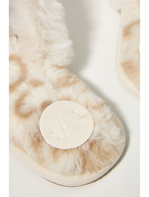 Anthropologie Colorblocked Faux Fur Slippers