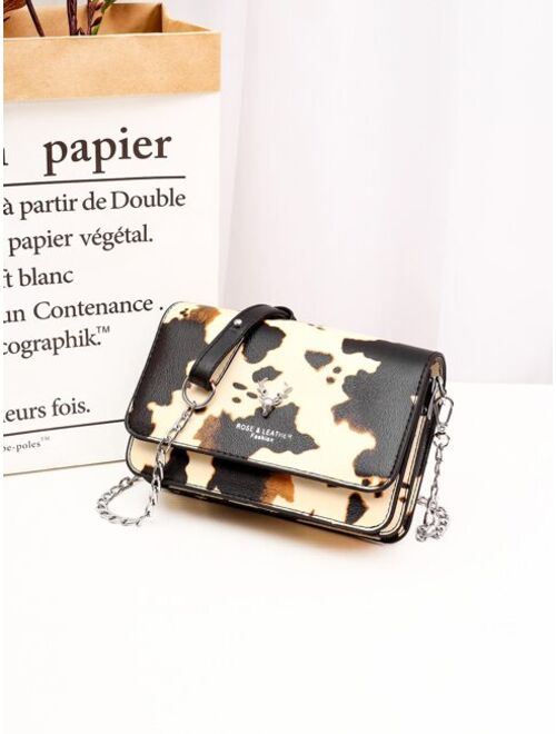 Shein Cow Pattern Flap Crossbody Bag