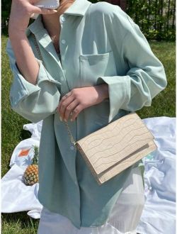 Croc Embossed Chain Flap Bag