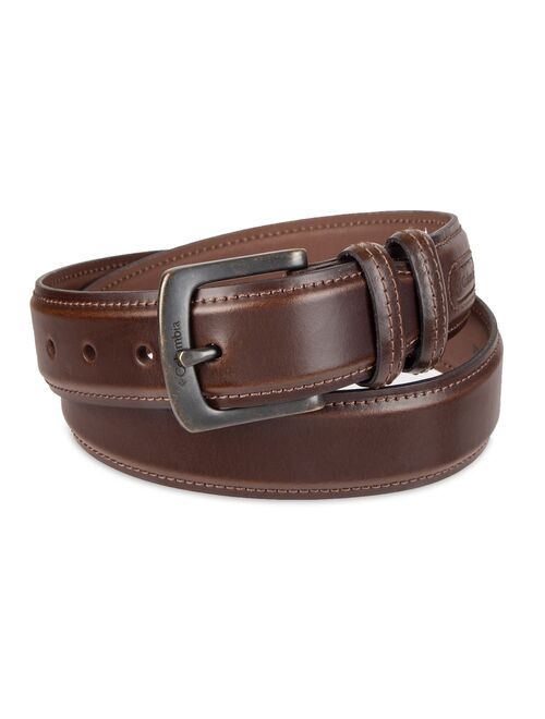 Columbia Double Loop-Stitched Leather Belt