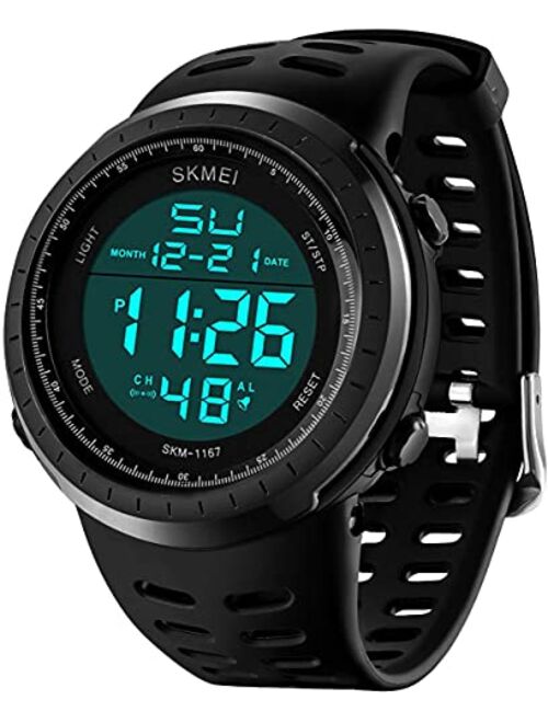 LYMFHCH Men's Digital Sports Watch LED Screen Large Face Military Watches for Men Waterproof Casual Luminous Stopwatch Alarm Simple Army Watch