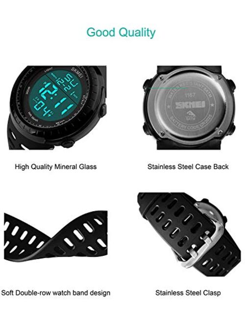 LYMFHCH Men's Digital Sports Watch LED Screen Large Face Military Watches for Men Waterproof Casual Luminous Stopwatch Alarm Simple Army Watch