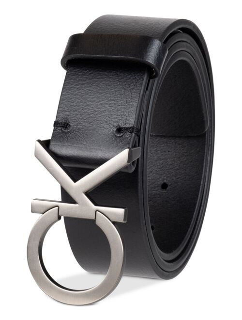 Calvin Klein Men's 38mm CK Plaque CE with Stitch Belt