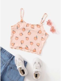 Teen Girls Peach Print Cami Top