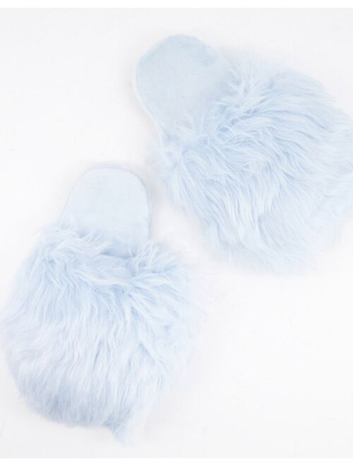 Loungeable faux fur slipper in blue