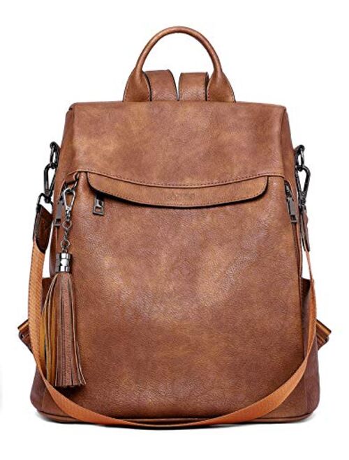 Telena Travel Backpack Purse for Women, PU Leather Anti Theft Large, Ladies Shoulder Fashion Bags