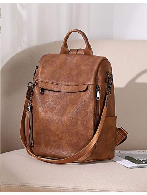 Telena Travel Backpack Purse for Women, PU Leather Anti Theft Large, Ladies Shoulder Fashion Bags