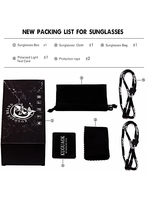 KUGUAOK Polarized Sports Sunglasses for Men Driving Cycling Fishing Sun Glasses 100% UV Protection Goggles