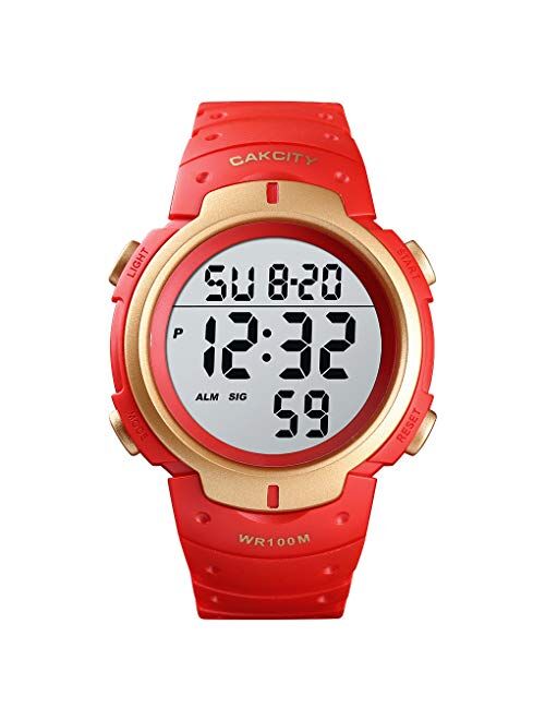 CakCity Mens Digital Sport Military Watches for Men Waterproof 100M with Alarm Stopwatch LED Large Display