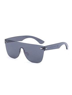 2020 VentiVenti Rimless Sunglasses For Women Men One Piece Square Oversize Mirror Lens Anti Reflective