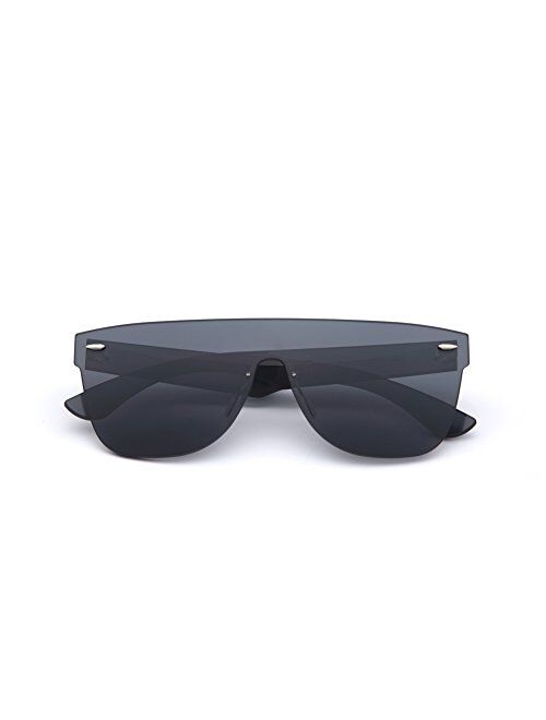 2020 VentiVenti Rimless Sunglasses For Women Men One Piece Square Oversize Mirror Lens Anti Reflective