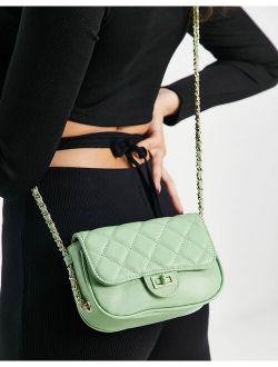 Ego fold-over quilted bag in green
