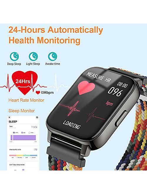 Smart Watch, Eastcoo 1.69' HD Full Touch Screen Fitness Smart Watch Tracker for Android /IOS Phones ,Men Women Sport Tracker Heart Rate Monitor Message for Samsung iPhone