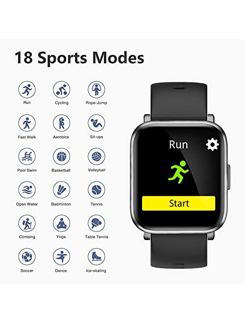 Smart Watch for Android Phones iOS, KALINCO Swim Watch with Heart Rate Monitor Pedometer Calorie Counter, 5ATM Waterproof Fitness Tracker with Sleep Monitor Compass, Smar