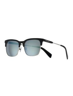 54mm Shiny Black and Silver Clubmaster Sunglasses