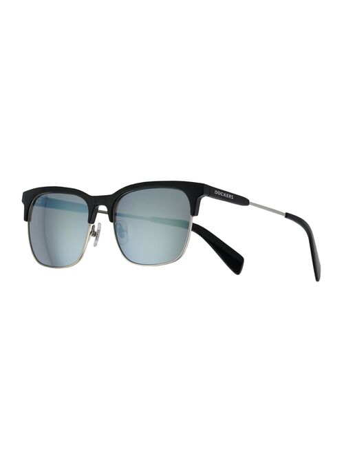 Men's Dockers® 54mm Shiny Black and Silver Clubmaster Sunglasses