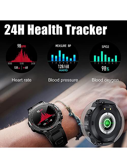 2021 Smart Watch for Android Phones Compatible with iPhone Bluetooth Dial and Answer Calls Built in Speaker Military Fitness Tracker Watch with Heart Rate Monitor Sleep T