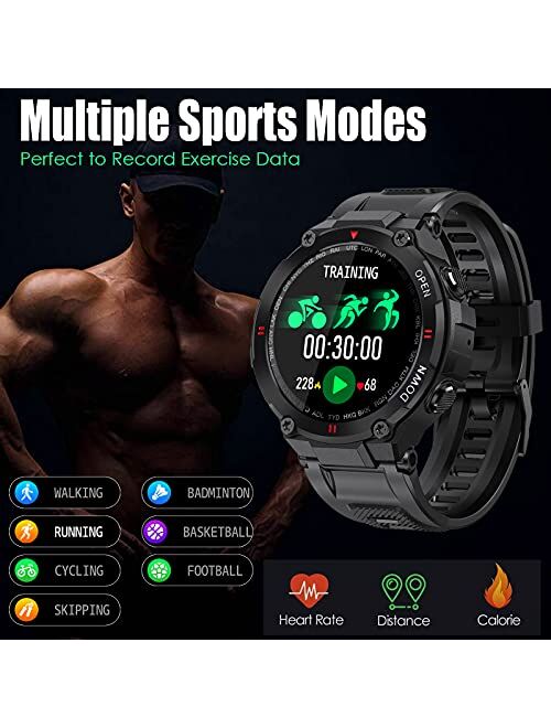2021 Smart Watch for Android Phones Compatible with iPhone Bluetooth Dial and Answer Calls Built in Speaker Military Fitness Tracker Watch with Heart Rate Monitor Sleep T