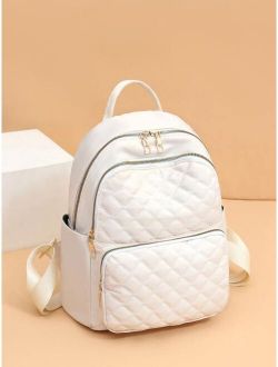 Quilted Pattern Pocket Front Backpack