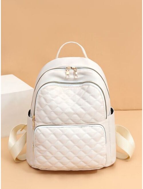 Shein Quilted Pattern Pocket Front Backpack