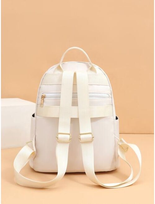 Shein Quilted Pattern Pocket Front Backpack