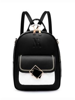 Two Tone Curved Top Classic Backpack For Women
