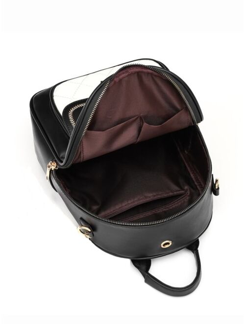 Shein Two Tone Curved Top Classic Backpack For Women