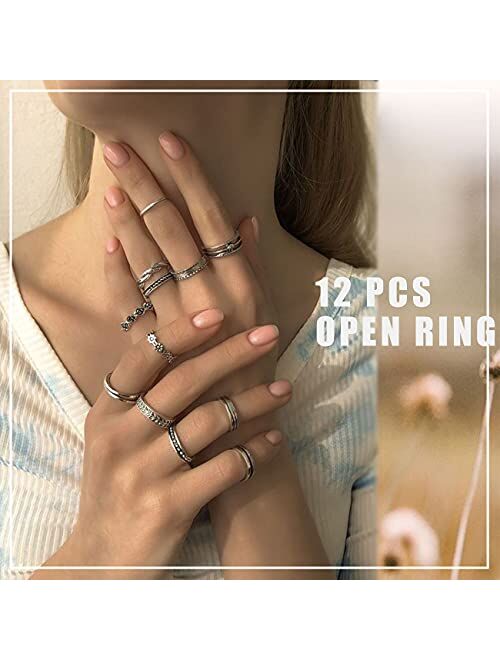 75 PCS Vintage Silver Knuckle Rings Set, Stackable Joint Finger Rings for Women, Bohemian Midi Rings, Boho Butterfly Snake Crystal Stacking Rings Pack